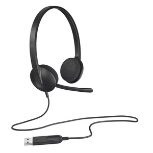 Casque stéréo USB supra-auriculaire Logitech H340 avec réduction de bruit, microphone rotatif et serre-tête réglable pour le bureau et les cours en ligne - Product Image 1