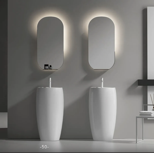 Lujo moderno diseño real baño cerámica <span class=keywords><strong>en</strong></span> forma de barco de una pieza Pedestal fregadero Joystick manija grifo Montaje 5 años de garantía - Product Image 1