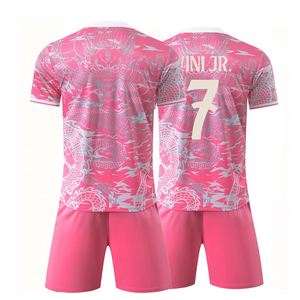 Maillots de football d'été à col rond et manches courtes, motif imprimé avec nom d'équipe et lettres, séchage rapide, respirant, unisexe, nouvelle saison - Product Image 1