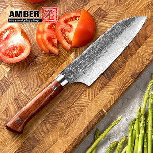 Ensemble de couteaux de cuisine japonais en acier Damas forgé à la main, 1 à 5 pièces, lame pleine, acier super résistant, Santoku, utilitaire, chef, pour la cuisine - Product Image 4