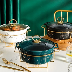 Nordic <strong>Rectangular</strong> <strong>Ceramic</strong> Casserole with Two Ears Household Cutlery Heating Dry Stockpot Creative <strong>Pot</strong> Holder Factory Wholesale - Product Image 4