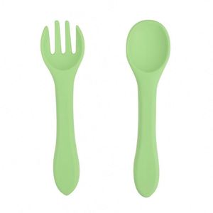 Cuchara y Tenedor Redondos y Suaves de Silicona de Grado Alimenticio, Ecológicos, Libres de BPA, con Logotipo Personalizado Moderno, para la Alimentación de Niños - Product Image 1