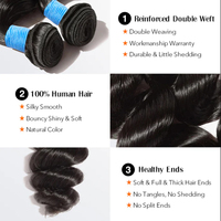 BEISHIN 7A Lot de Mèches de Cheveux Humains Ondulés Naturels Brésiliens Extensions Capillaires Souples Livraison Gratuite