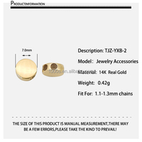 Perles de réglage en or véritable 14k, accessoires de bijoux de forme ronde, collier de bricolage, Bracelet, fermoir en or massif, vente en gros