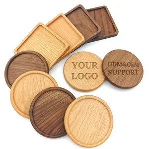 Factory Cup Mat Bulk natürliche Holz untersetzer mit Laser gravur Logo Holz untersetzer Walnuss Bambus Custom Logo Round Blank Geschenk