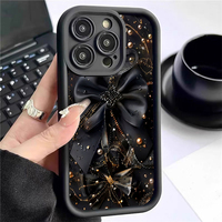 Étui de protection antichoc en TPU avec motif nœud papillon noir et design d'objectif en échelle pour Samsung Galaxy A07 A17 A56 S26 Ultra