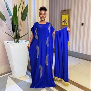 فستان بوبو ماكسي فضفاض عصري جديد لعام 2025 بتصميم وطني مرصع بالألماس، فستان داشيكي أفريقي كاجوال، عباية بمقاس واحد للنساء المسلمات لفصل الصيف - Product Image 1