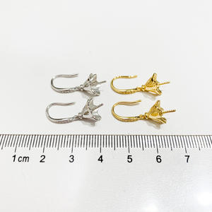 Accessoires en argent S925 pour la création de bijoux, magnifiques boucles d'oreilles en argent, plateau vide pour perles de 10-13 mm, catégorie de produit : boucles d'oreilles en perles - 22039 - Product Image 4