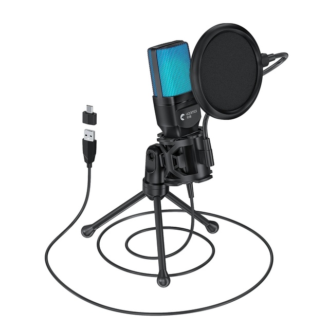 SF-777R RGB Professional Live Streaming Yanmai USB Microphone Kit Lighting Noise Cancelling Handheld for Desktop Singing Karaoke