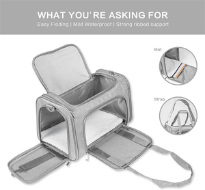 Bolsas de transporte para mascotas portátiles de viaje expandibles de espacio transparente de lado suave de lujo Premium para perros y gatos - Product Image 4