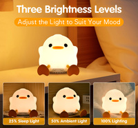 Lampe de chevet multifonctionnelle en silicone en forme de canard avec capteur tactile et veilleuse LED pour chambre de bébé, haut-parleur de bruit blanc inclus