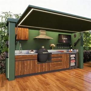 Station de cuisson extérieure en alliage d'aluminium avec grill et évier pour le camping et le barbecue - Product Image 1