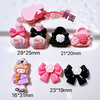 Accessoires DIY en résine à motifs de dessins animés mignons, technique d'huile coulante, accessoires nœuds pour coques de téléphone et boucles de chaussures