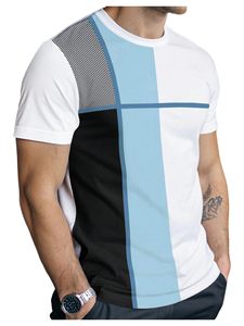 Men's Casual T <b>Shirts</b> Short Sleeve Crew Neck Geometric Color Block <b>Patchwork</b> Tees Summer Tops - Product Image 3