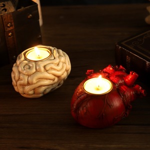 Spooky coeur bougeoir horreur squelette bougie bâton résine artisanat pour Halloween <span class=keywords><strong>vacances</strong></span> fournitures jour des morts décoration - Product Image 1
