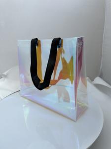 Sac fourre-tout personnalisé en film arc-en-ciel durable, effet de changement de couleur, holographique irisé, multicolore, laminé, pour supermarché - Product Image 2