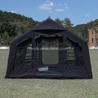 Nouvelle tente gonflable de camping extérieure noire pour toute la famille avec bâche de protection