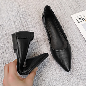 Zapatos de Tacón Grueso para Mujer, Zapatos de Vestir con Tacón Alto y Plataforma, de Cuero Negro Puro, Resistentes, para Oficina y Trabajo - Product Image 4