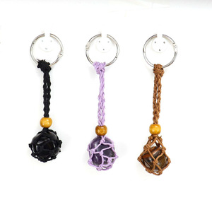 Hot Bán Đá Tự Nhiên Keychain Pha Lê Nguyên Đá Có Thể Điều Chỉnh Mặt Dây Chuyền Có Thể Thu Vào Túi Lưới Dệt Tay Keychain Pha Lê Thủ Công Mỹ Nghệ - Product Image 5
