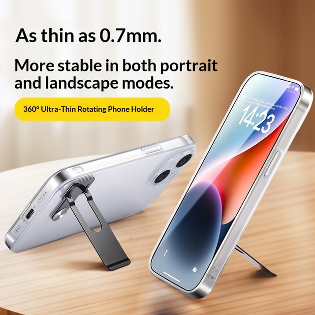 Foldable Adhesive Back-Sticker Phone Stand Ultra-Thin Metal Invisible Desktop Paste-On Holder Phone Tablet Portable Horizontal
