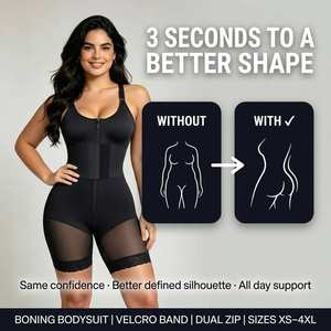 Women Seamless Spandex Breathable Zipper Waist Body Shaper Full Coverage <b>Tummy</b> <b>Control</b> Butt Lift Slimming Bodysuit ODM Private - Product Image 3