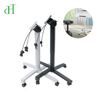 Colonne de levage pneumatique pour bureau debout mobile, cadre de table à une seule jambe réglable en hauteur avec vérin à gaz