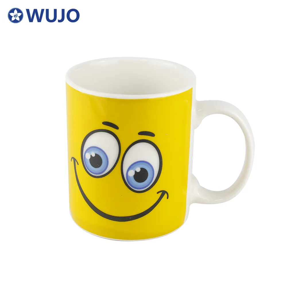 Smiley Gezicht 11Oz Volledige Decal Keramische Mokken Cup 7102 Custom Logo Keramische Mok Koffie