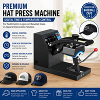 Presse à casquettes de qualité supérieure avec contrôle numérique du temps et de la température pour la sublimation de logos sur casquettes de baseball dans les studios de décoration de vêtements
