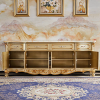 Meuble de rangement sculpté en bois massif avec dessus en marbre de style européen, buffet de salon, table console d'entrée avec séparateur de pièce