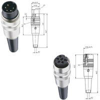 Connecteur Circulaire Aérospatial M16 DIN 3/4/5/6/7/8/12 Broches Mâle Femelle Droit ou à Angle Droit Verrouillage par Vis IP40 Industriel Aviation