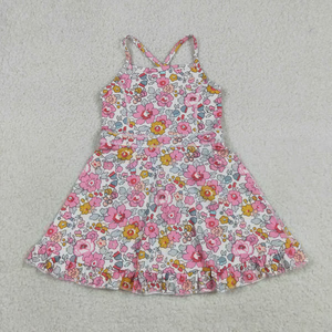 เด็กผู้หญิง เด็ก ชุดเดรสแขนกุดลายดอกไม้ ความยาวระดับเข่า ชุดโยคะ สีชมพู - Product Image 1
