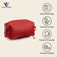 Distributeur de sacs à déjections pour animaux de compagnie, pochette de promenade pour chiot, en cuir PU rouge, avec clip pivotant en métal doré, attachable pour l'extérieur