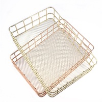 Panier de rangement multifonction carré en métal ajouré pour la maison, le bureau, les cosmétiques, les masques faciaux et les fruits
