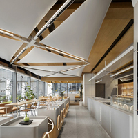 Ensemble de meubles en bois sur mesure, comptoir de bar, vitrine, table et chaises de restaurant, solution complète pour la décoration de café