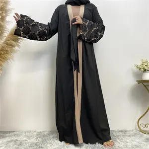 Lüks önlük bahar ve yaz Retro zarif moda müslüman Robe nakış dantel hırka bornoz kadın giyim üreticisi