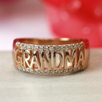 AAA14 Trendige Gravierte Großmutter-Ringe als Weihnachtsgeschenk für Frauen Roségold-Plattiert mit Kleinen Diamanten Besetzter Legierungsring