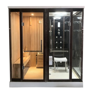 Cabine de sauna de jardin en <span class=keywords><strong>bois</strong></span> massif à prix d'usine pièce extérieure traditionnelle à vapeur humide avec <span class=keywords><strong>douche</strong></span> et chauffage par poêle - Product Image 4
