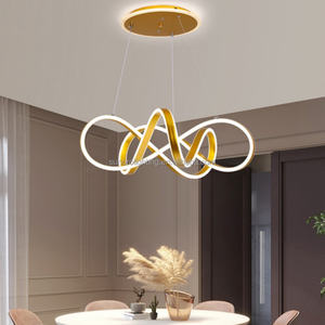 Lampu Gantung Chandelier 84W 3CCT 53cm Desain Modern Unik Tinggi Dapat Disesuaikan untuk Plafon Rendah Ruang Tamu - Product Image 1