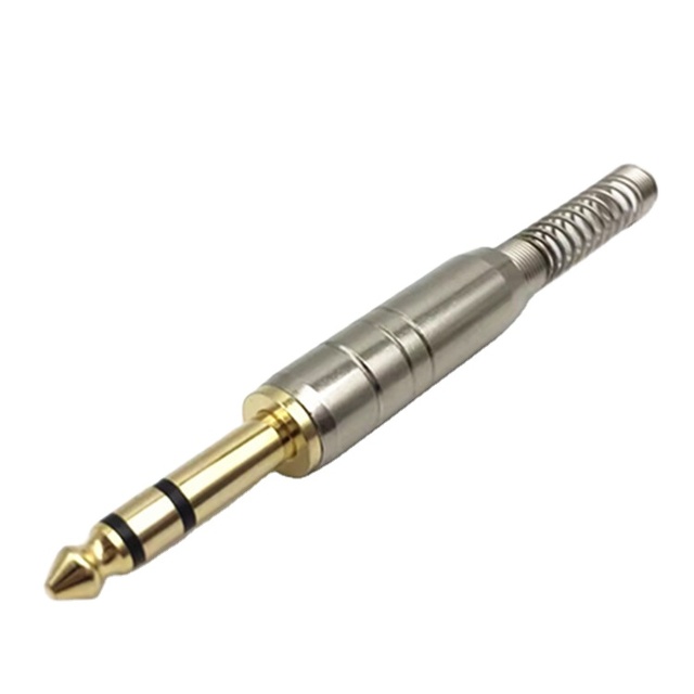 6.35mm TRS Dual Jack 2 Poles Stereo 1/4 Inch Male Plug Soldering Connector Gold Plated Metal Guitar Microphone Plug Mixer