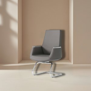 Silla giratoria de cuero marrón ergonómica de estilo nórdico moderno LU, Base de Metal elegante de altura ajustable para sala de estar, estudio, Oficina - Product Image 6