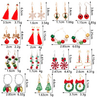 Boucles d'oreilles pendantes classiques en alliage pour femmes, style européen et américain, avec motifs sapin de Noël, flocon de neige, renne et cloche