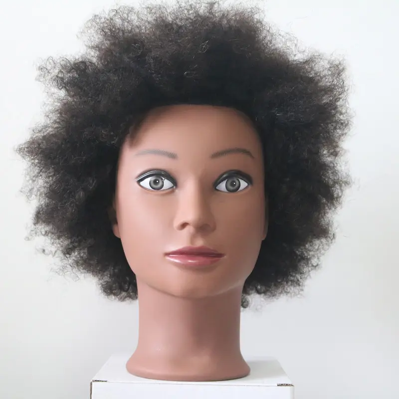 Профессиональный макияж для укладки волос афро 100% человеческие волосы манекен голова для обучения парикмахерской школы