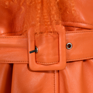 Nuovo Arrivo: Cappotto in <span class=keywords><strong>Pelle</strong></span> di Pecora con Collo e Polsini in Pelliccia di Pecora Mongola, Giacca in Vera <span class=keywords><strong>Pelle</strong></span> da <span class=keywords><strong>Donna</strong></span> Moda Autunno Inverno - Product Image 5