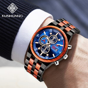 Nuevo Reloj de Madera para Hombre KUNHUANG 1020, Cronógrafo Deportivo de Madera Completa, Reloj de Pulsera para Caballero - Product Image 6
