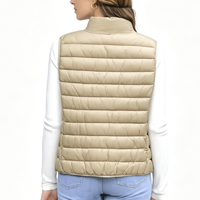 Gilet matelassé léger sans manches pour femme, col montant, fermeture éclair frontale, couche de transition, printemps-automne, vente en gros
