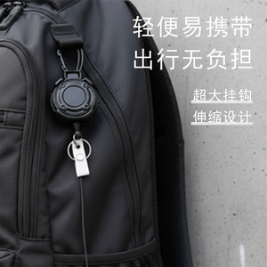 Stainless Steel Telescopic <b>Key</b> Chain With Carabiner Heavy Duty Anti Loss ID Badge <b>Holder</b> Outdoor Use Durable Design - Product Image 2