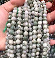 Naaturl Perles rondes facettées en jade de paix Perles en pierre de gros 8mm