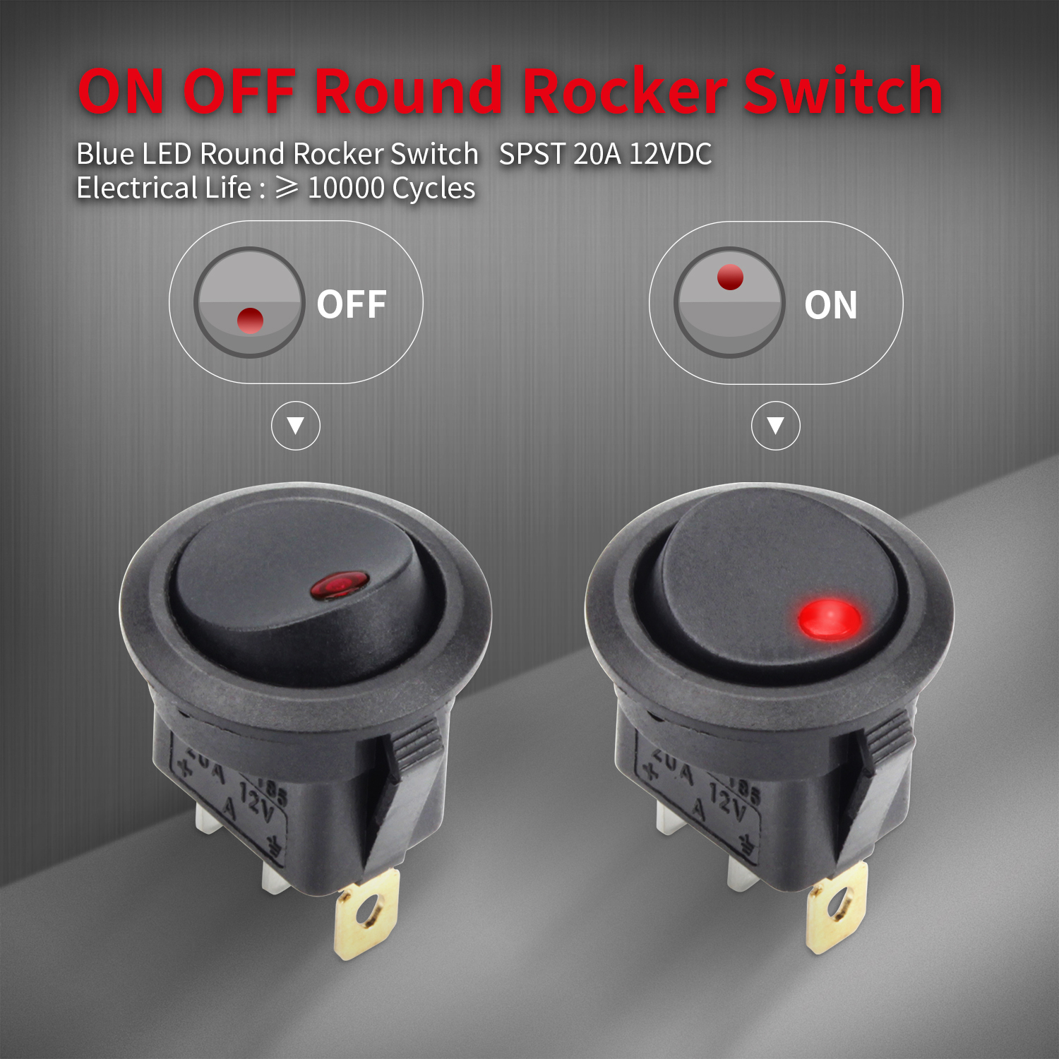 12v Switch 12PCS Round Dot Lighted Rocker Switch Toggle 20A 12V DC On 12v Switch 12PCS Round Dot Lighted Rocker Switch Toggle 20A 12V DC On