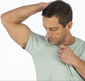 畅销奢华男士圆领t恤精梳棉防汗隐形腋垫实心薄荷绿色针织面料 - Product Image 3