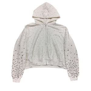 Hoodie ritsleting ukuran besar kustom Hoodie berlian buatan Streetwear uniseks - Product Image 3